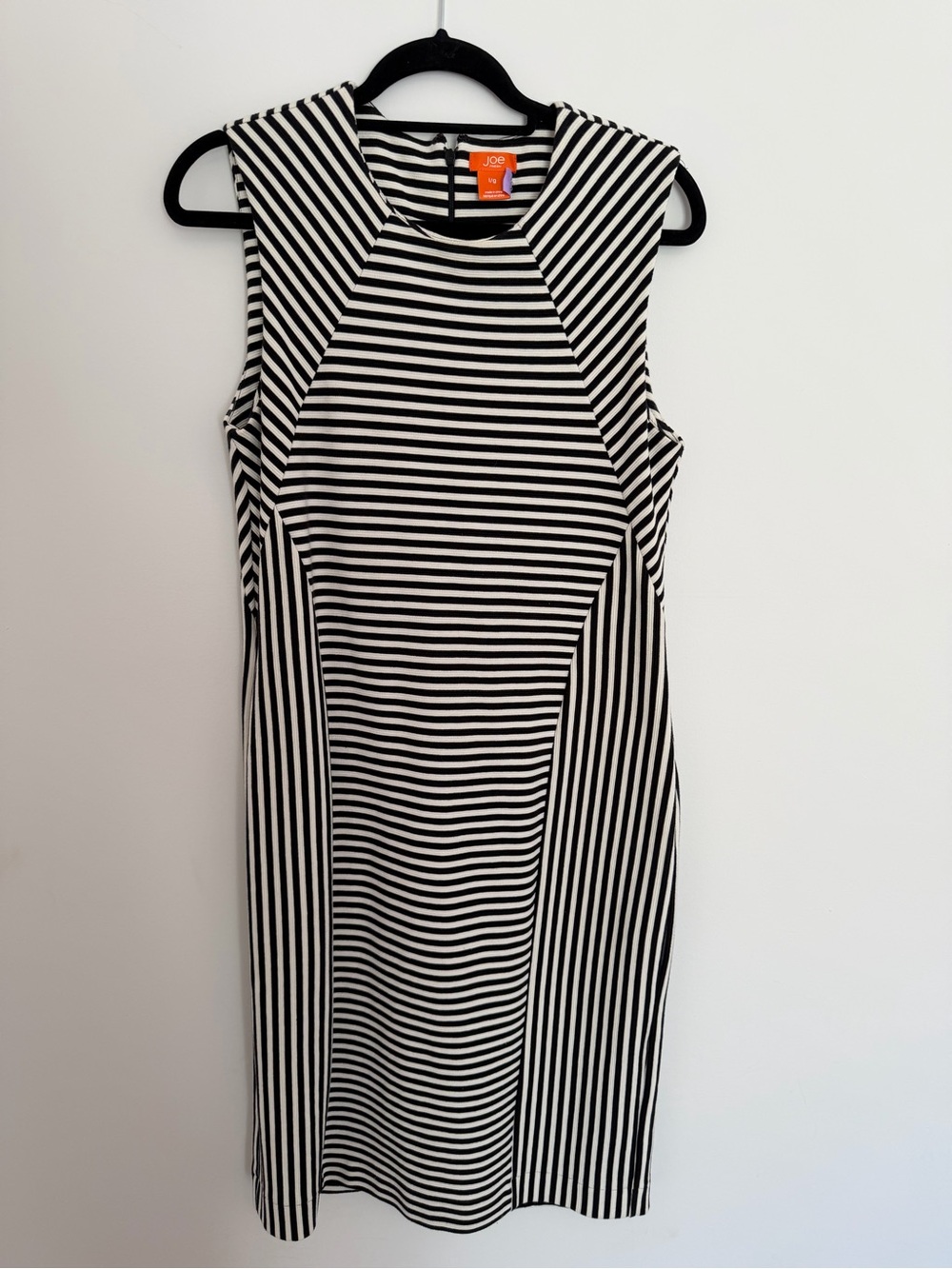 JOE FRESH Black & White Striped Sleeveless Sheath Dress